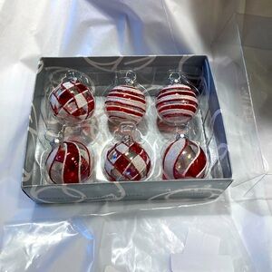 Department 56 set of six Mercury glass Christmas bulbs, place cards!